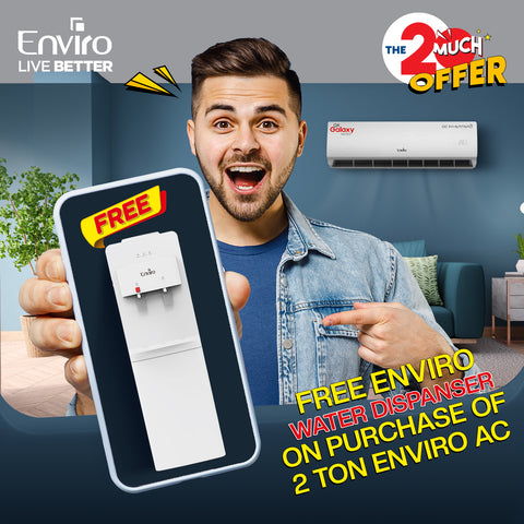 Enviro 2 Ton Air Conditioner EAC-24CL (New) 24000 BTU's , 4-D Double Swing, Long Distance Air Flow, Self Cleaning, Energy Saving, T3 Compressor, Timer Mode, 5 Fan Speed, Dual-Direction Drainage Design, White Color, Best for Pakistani Homes