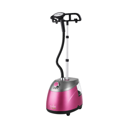 Enviro Garment Steamer, 2000W Powerful Steam, 40g/min Steam Flow, 2.5L Removable Water Tank, 35–45 Sec Fast Heat-Up, 10 Steam Levels, Adjustable Pole, Premium Pink EGS-2520