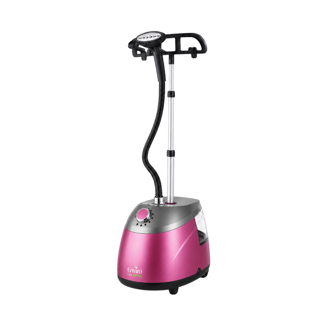 Enviro Garment Steamer, 2000W Powerful Steam, 40g/min Steam Flow, 2.5L Removable Water Tank, 35–45 Sec Fast Heat-Up, 10 Steam Levels, Adjustable Pole, Premium Pink EGS-2520