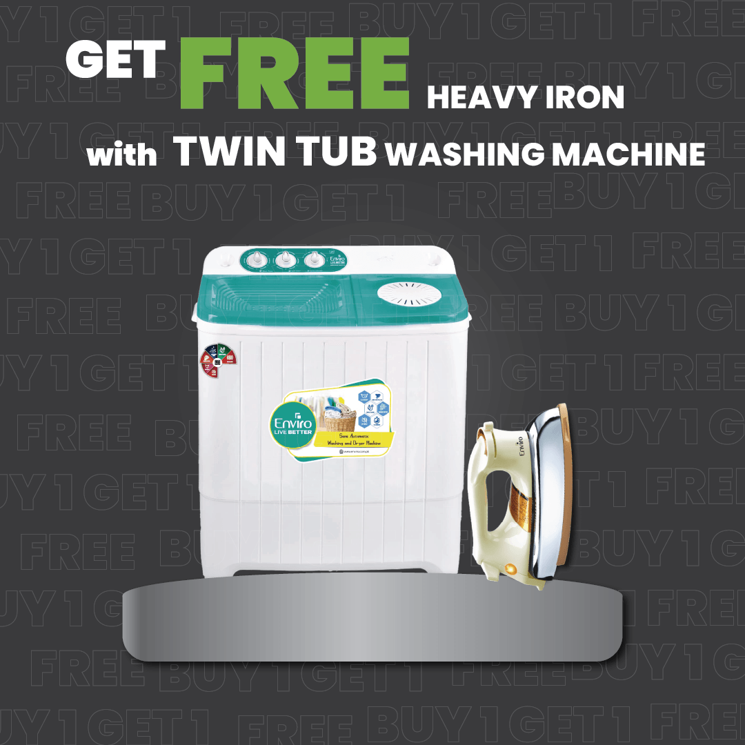 Buy Semi Automatic Twin Tub Washing Machine and get Free Dry Iron